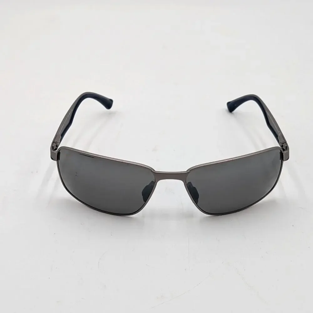 Maui Jim Backswing MJ709-14A Gray Blue Metal Rectangular Wrap Sunglasses Italy